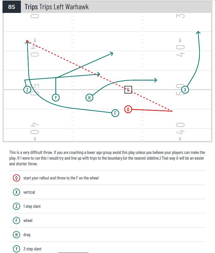 Trips Left Warhawk 7v7 Flag Football Pass Play - The Gridiron Geek